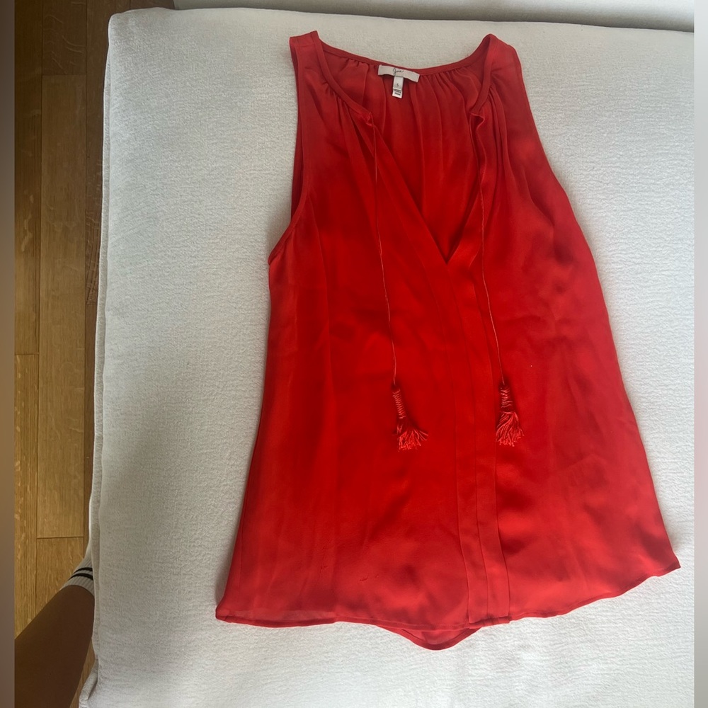 Joie Red Sleeveless Tank Top with V-Neck